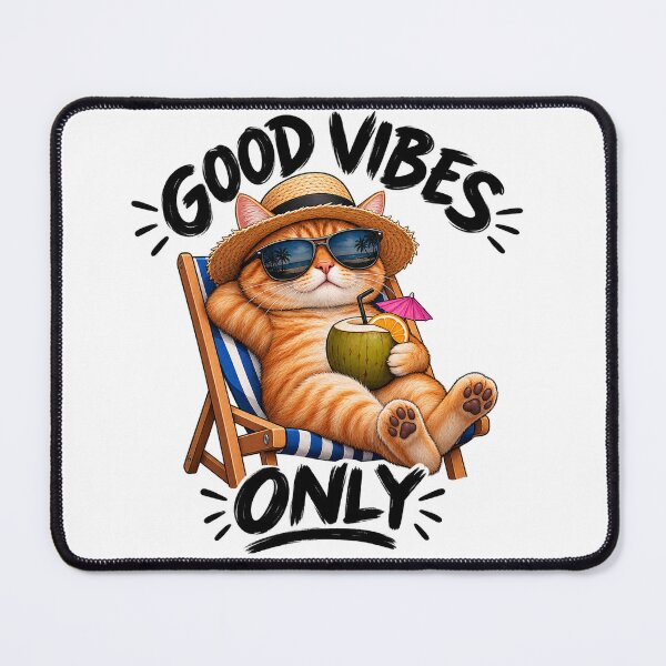 Item preview, Good Vibes Only Funny Orange Cat Summer Vacation designed and sold by HSE1.