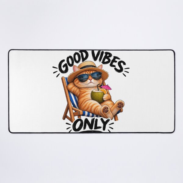 Item preview, Good Vibes Only Funny Orange Cat Summer Vacation designed and sold by HSE1.