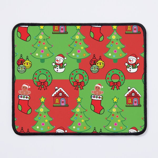 Item preview, Cute Christmas elements seamless pattern on red and green background designed and sold by PowerAntShop.