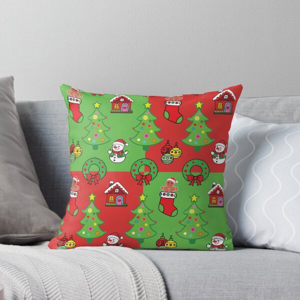 Item preview, Cute Christmas elements seamless pattern on red and green background designed and sold by PowerAntShop.