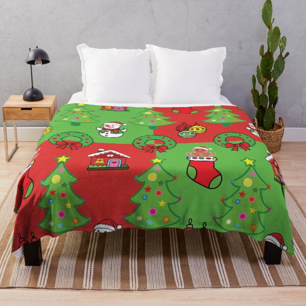 Item preview, Cute Christmas elements seamless pattern on red and green background designed and sold by PowerAntShop.