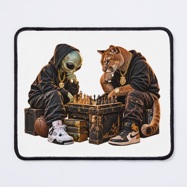 Item preview, The Alien and the Puma play Chess designed and sold by OFF-CTR.