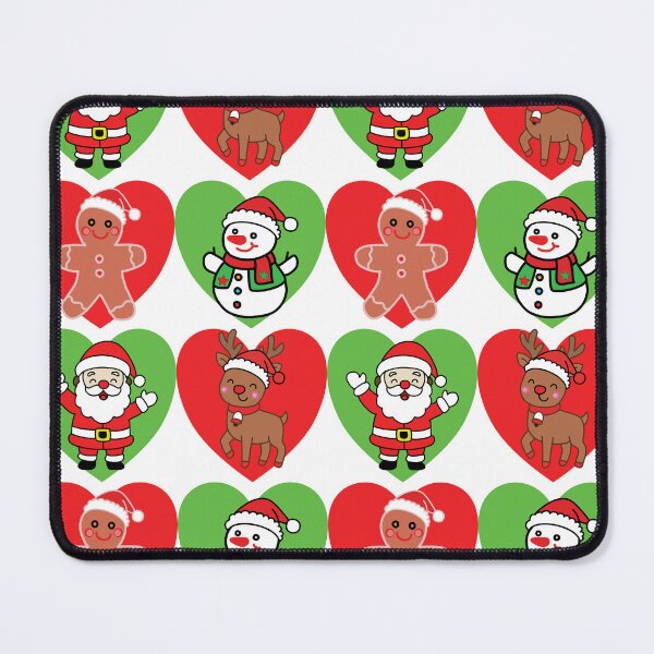 Item preview, Cute Christmas characters inside hearts seamless pattern designed and sold by PowerAntShop.