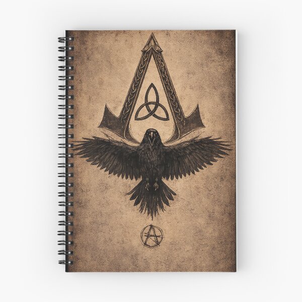 Item preview, Three‑Component Crow and Triquetra Emblem on Parchment designed and sold by Grove of Things.