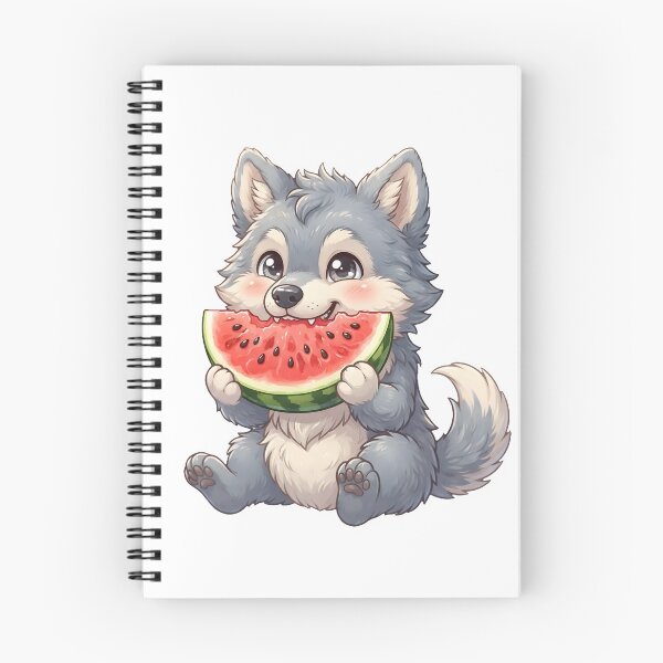Item preview, Cute Furry Wolf Eating Watermelon | Adorable Fluffy Wolf Sticker designed and sold by DuckOddity.