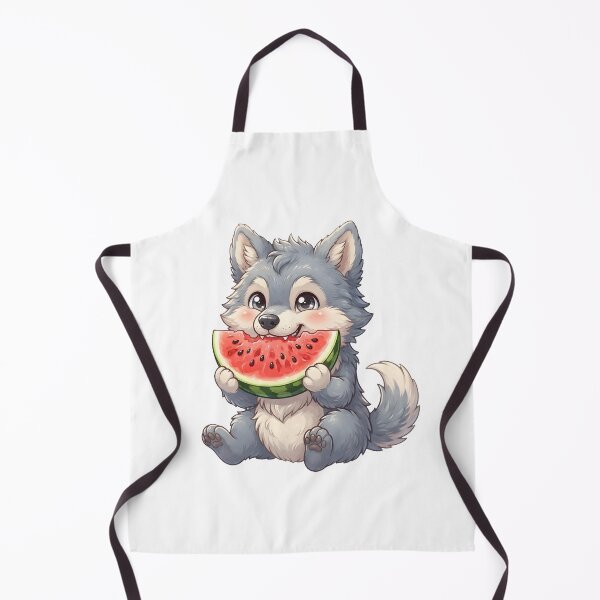 Item preview, Cute Furry Wolf Eating Watermelon | Adorable Fluffy Wolf Sticker designed and sold by DuckOddity.