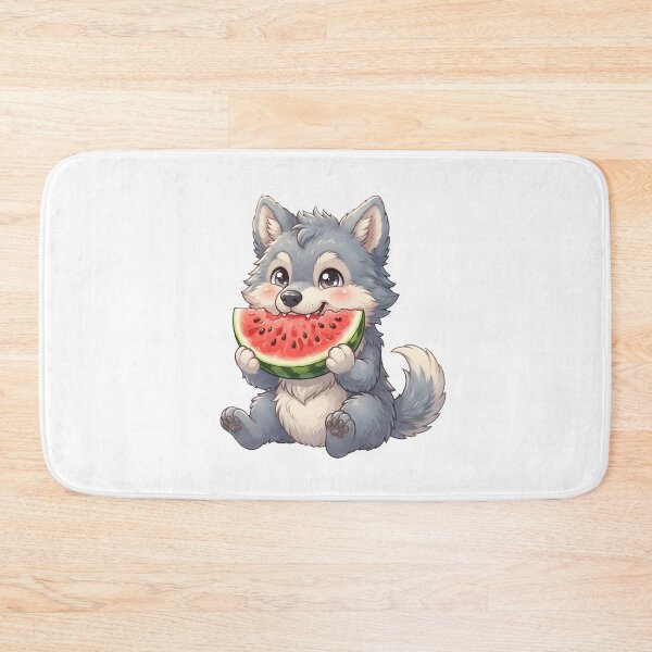 Item preview, Cute Furry Wolf Eating Watermelon | Adorable Fluffy Wolf Sticker designed and sold by DuckOddity.