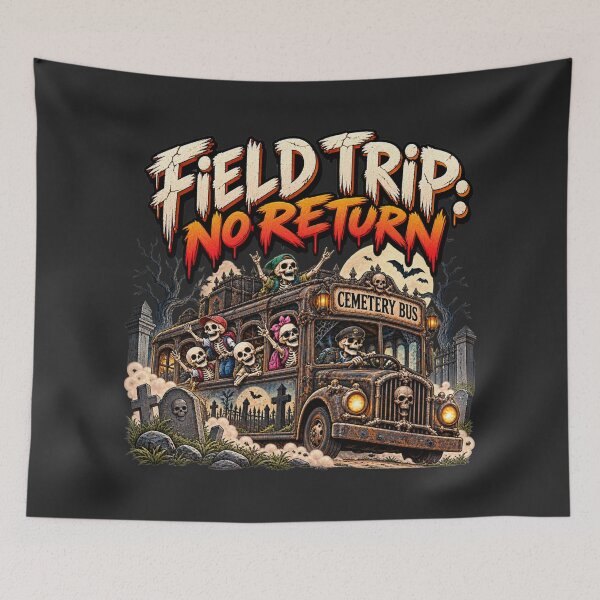 Item preview, Field Trip No Return Skeleton Cemetery Bus Halloween Graphic Design designed and sold by MagicMakerPh.