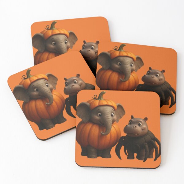 Item preview, Pumpkin Elephant & Spider Hippo Halloween Squad | Adorable Halloween Animals designed and sold by Catfcreations.