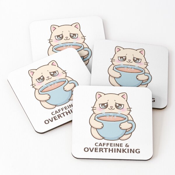 Item preview, Caffeine and Overthinking - Kawaii Cat designed and sold by Visual Dept..