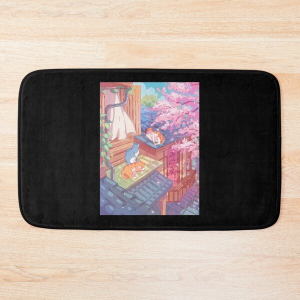 Item preview, The-Cute-Cats-Rooftops-And-Pink-Cherry-Blossom designed and sold by mierapaek.