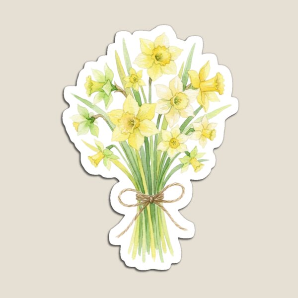 Item preview, Vintage Watercolor Daffodil Bouquet Botanical Spring Floral Art designed and sold by bvdesignart.