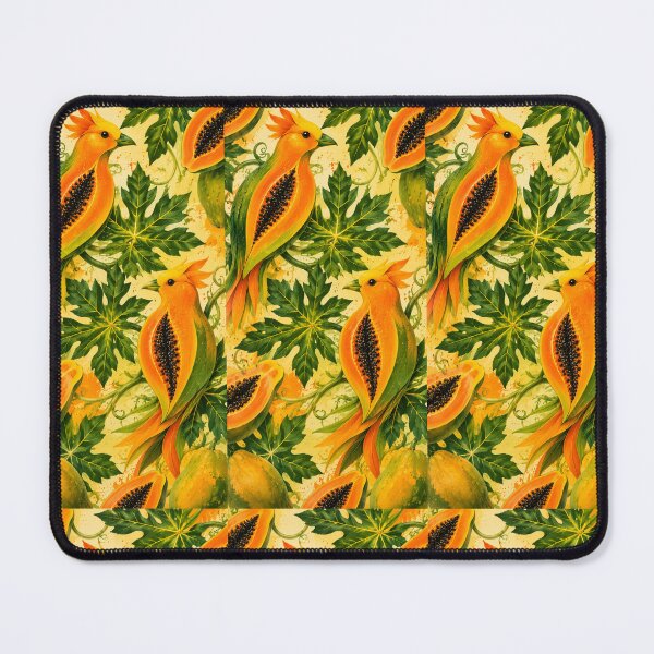 Item preview, Papaya Bird Tropical Fantasy – Vibrant Orange Green Botanical Pattern designed and sold by vinothmech53.