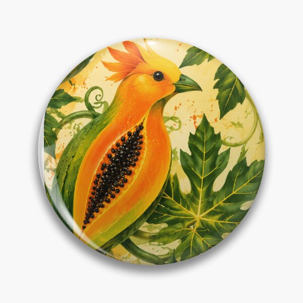 Item preview, Papaya Bird Tropical Fantasy – Vibrant Orange Green Botanical Pattern designed and sold by vinothmech53.