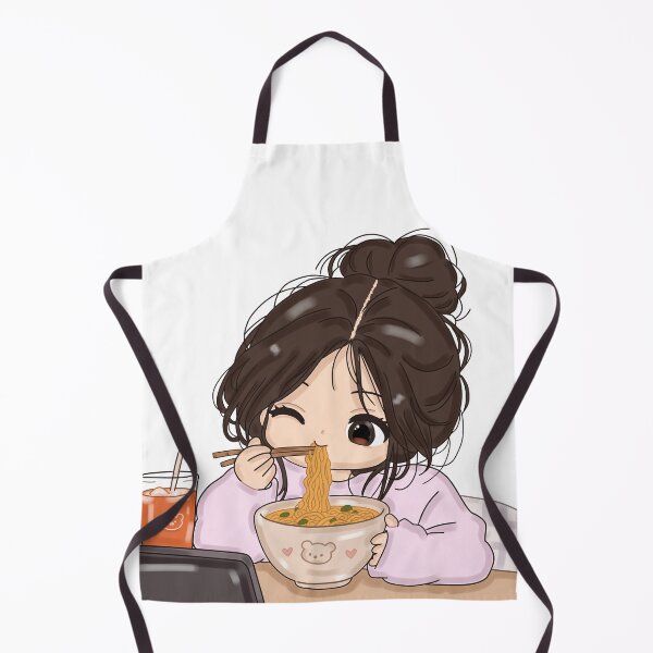 Item preview, Cute Kawaii Girl Eating Ramen – Cozy Food Lover Illustration designed and sold by Kanikawaii.