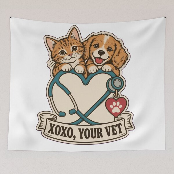 Item preview, Veterinarian Valentine XOXO Your Vet | Funny Vet Tech Stethoscope Paw Heart designed and sold by StickyGuys.