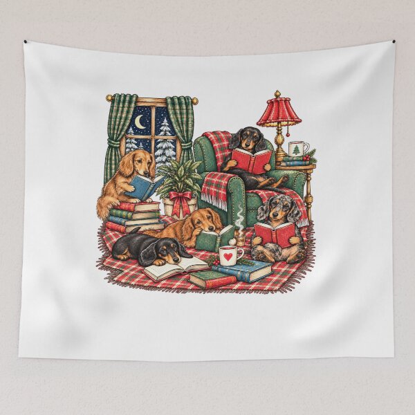 Item preview, Reading Books Christmas Dachshund  designed and sold by EricCotanori.