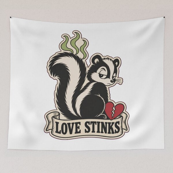 Item preview, Love Stinks Skunk | Funny Anti Valentine Single Skunk with Broken Heart designed and sold by StickyGuys.