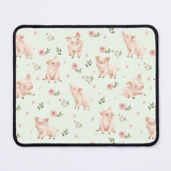 Item preview, Cute Watercolor Piglets & Blush Florals – Cottagecore Farm Animal Pattern designed and sold by PaperyAndInk.