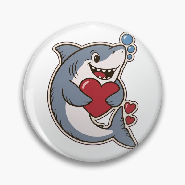 Item preview, Shark Valentine Sticker | Cute Great White Shark Hugging a Heart Die Cut designed and sold by StickyGuys.