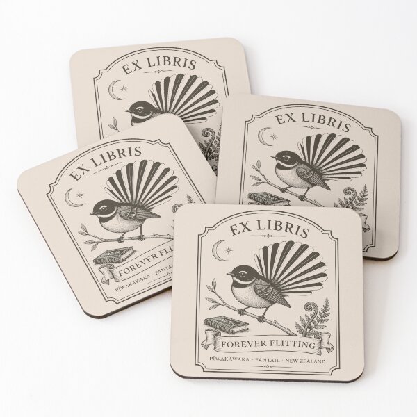 Item preview, Forever Flitting Piwakawaka – New Zealand Fantail Ex Libris designed and sold by MvuuStudio.