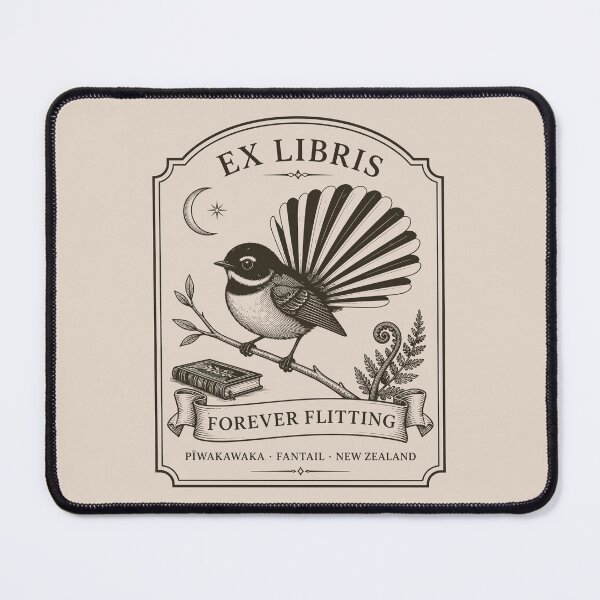 Item preview, Forever Flitting Piwakawaka – New Zealand Fantail Ex Libris designed and sold by MvuuStudio.
