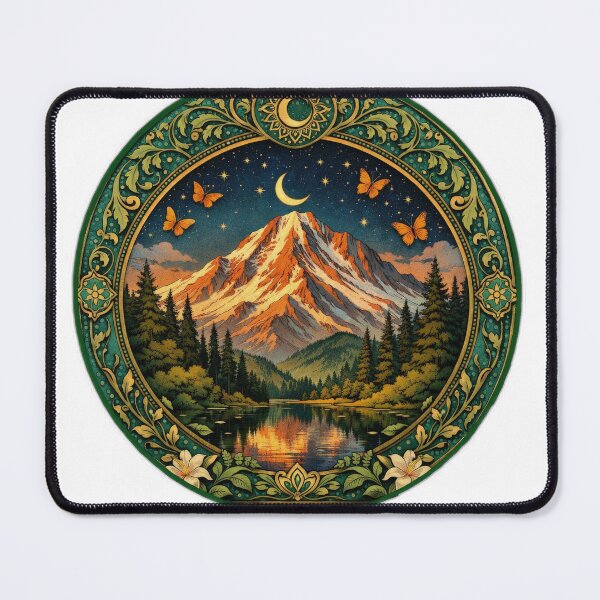 Item preview, Retro mountain with trees  Art Nouveau designed and sold by Expressions-Sel.