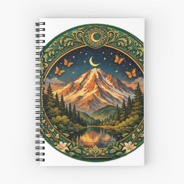 Item preview, Retro mountain with trees  Art Nouveau designed and sold by Expressions-Sel.