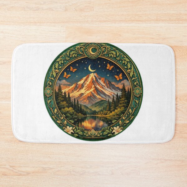 Item preview, Retro mountain with trees  Art Nouveau designed and sold by Expressions-Sel.