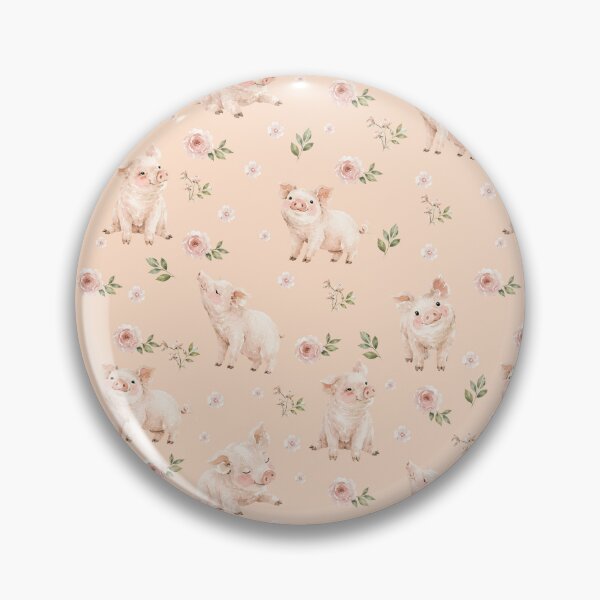 Item preview, Watercolor Piglets & Blush Florals – Cottagecore Farm Animal Pattern designed and sold by PaperyAndInk.