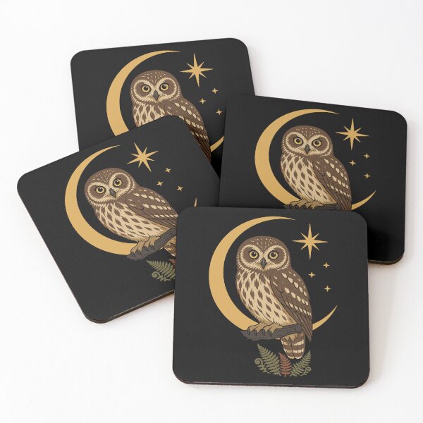 Item preview, Celestial Ruru Morepork – New Zealand Native Owl Moon and Ferns designed and sold by MvuuStudio.