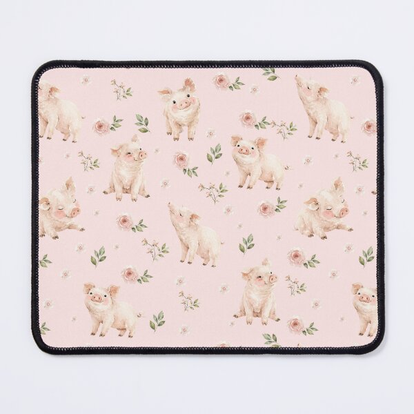 Item preview, Watercolor Piglets & Blush Florals – Cottagecore Farm Animal Pattern designed and sold by PaperyAndInk.