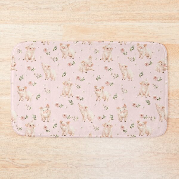 Item preview, Watercolor Piglets & Blush Florals – Cottagecore Farm Animal Pattern designed and sold by PaperyAndInk.