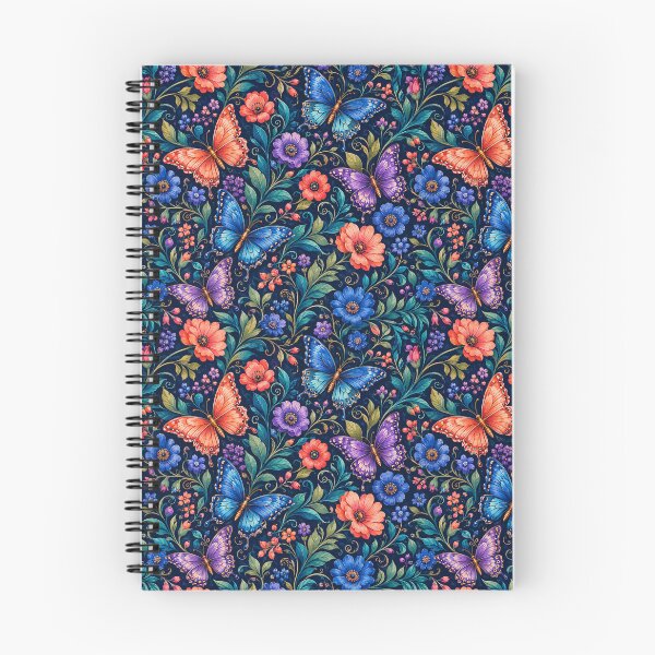 Item preview, Jewel Tone Butterfly Botanical Pattern – Vibrant Blue Coral Violet Floral Design designed and sold by vinothmech53.