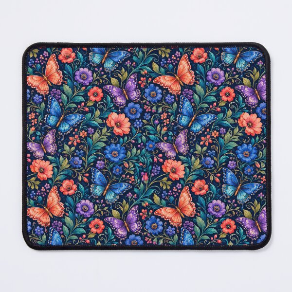 Item preview, Jewel Tone Butterfly Botanical Pattern – Vibrant Blue Coral Violet Floral Design designed and sold by vinothmech53.
