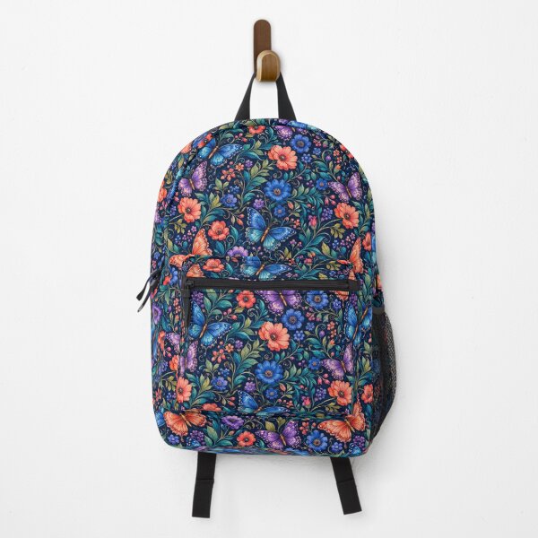 Item preview, Jewel Tone Butterfly Botanical Pattern – Vibrant Blue Coral Violet Floral Design designed and sold by vinothmech53.