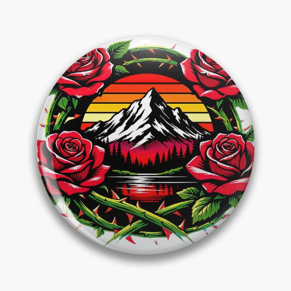 Item preview, Retro mountain with trees  Art roses designed and sold by Expressions-Sel.