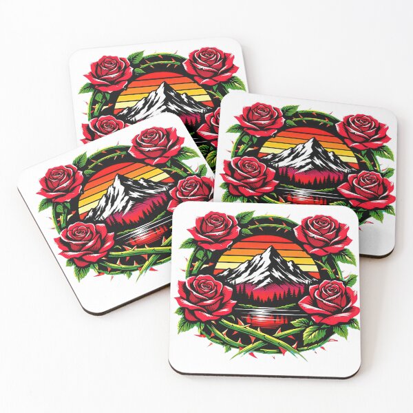 Item preview, Retro mountain with trees  Art roses designed and sold by Expressions-Sel.