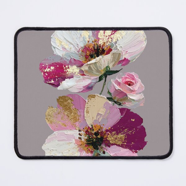 Item preview, Impasto Pink Floral Art with Gold Leaf designed and sold by colorful-white.
