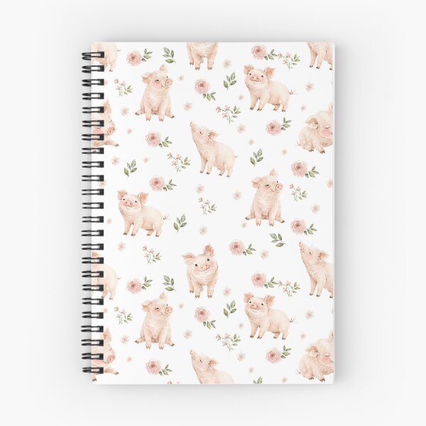 Item preview, Watercolor Piglets & Blush Florals – Cottagecore Farm Animal Pattern designed and sold by PaperyAndInk.