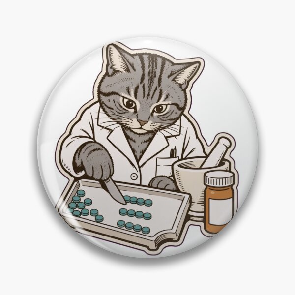 Item preview, Cat Pharmacist Sticker | Funny Cat Counting Pills Pharmacy Die Cut designed and sold by StickyGuys.