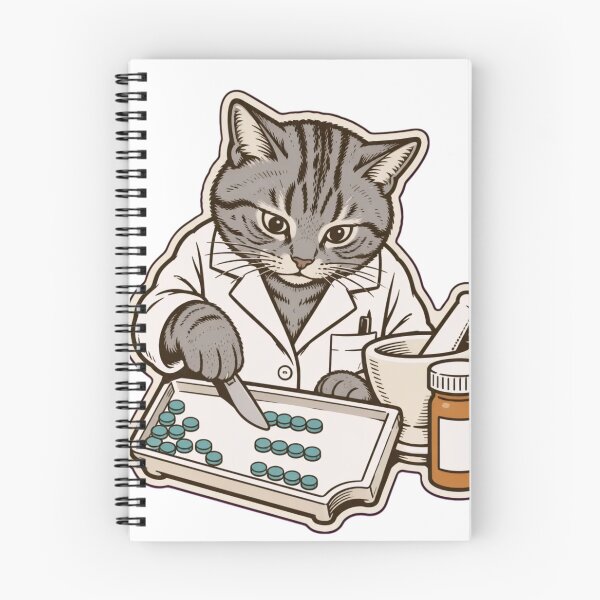 Item preview, Cat Pharmacist Sticker | Funny Cat Counting Pills Pharmacy Die Cut designed and sold by StickyGuys.