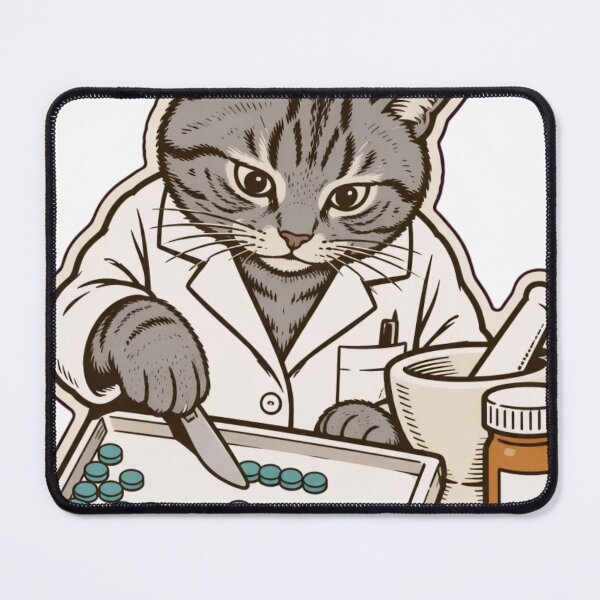 Item preview, Cat Pharmacist Sticker | Funny Cat Counting Pills Pharmacy Die Cut designed and sold by StickyGuys.