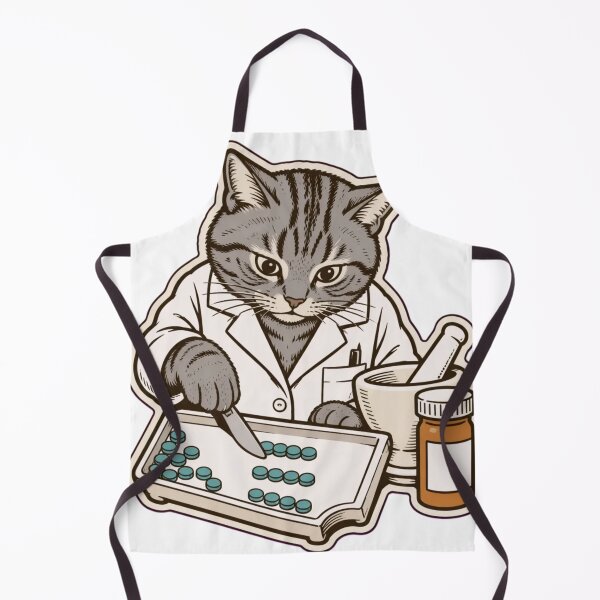 Item preview, Cat Pharmacist Sticker | Funny Cat Counting Pills Pharmacy Die Cut designed and sold by StickyGuys.