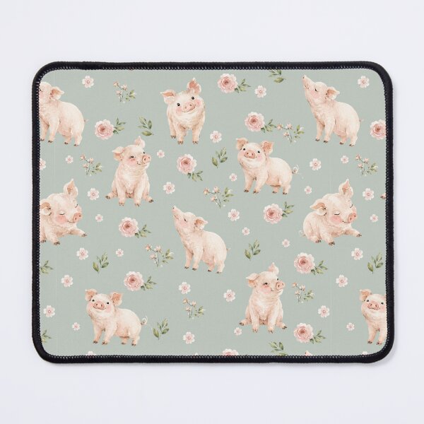 Item preview, Watercolor Piglets & Blush Florals – Cottagecore Farm Animal Pattern designed and sold by PaperyAndInk.
