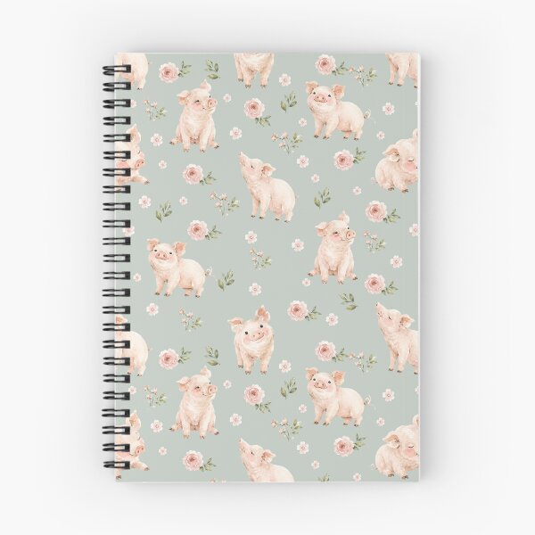Item preview, Watercolor Piglets & Blush Florals – Cottagecore Farm Animal Pattern designed and sold by PaperyAndInk.