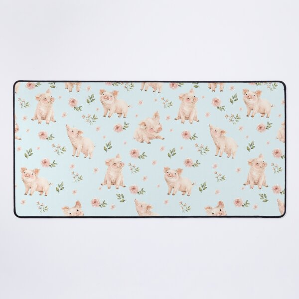 Item preview, Watercolor Piglets & Blush Florals – Cottagecore Farm Animal Pattern designed and sold by PaperyAndInk.
