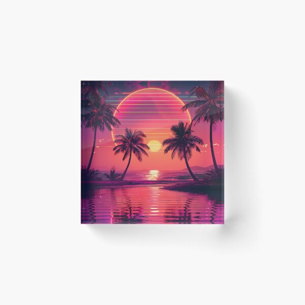 Item preview, 80s Retro Synthwave Coastal Sunset with Wave Reflections designed and sold by Artdavesalzburg.
