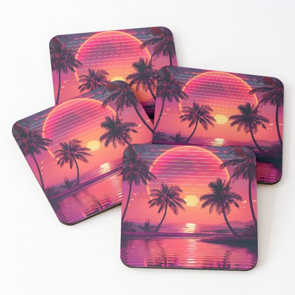 Item preview, 80s Retro Synthwave Coastal Sunset with Wave Reflections designed and sold by Artdavesalzburg.