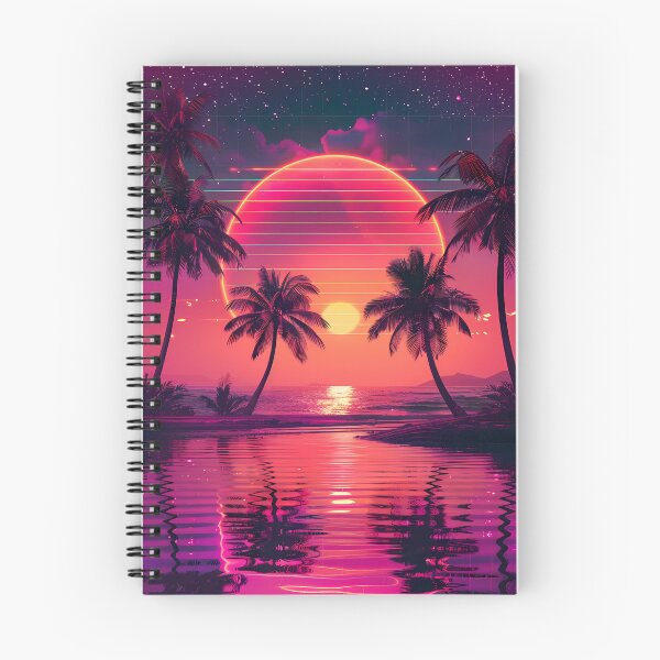 Item preview, 80s Retro Synthwave Coastal Sunset with Wave Reflections designed and sold by Artdavesalzburg.